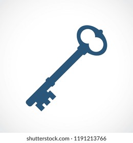 Old key silhouette vector icon illustration isolated on white background