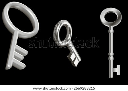 Old Key. Old silver mortice lock key. Bretro and rusty key. Vector Illustration on white background.