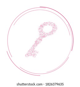 The old key symbol filled with pink dots. Vector illustration on white background