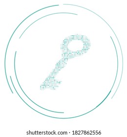 The old key symbol filled with teal dots. Vector illustration on white background