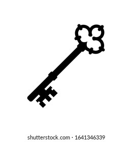 Old key vector house icon logo. Old key silhouette antique lock illustration.