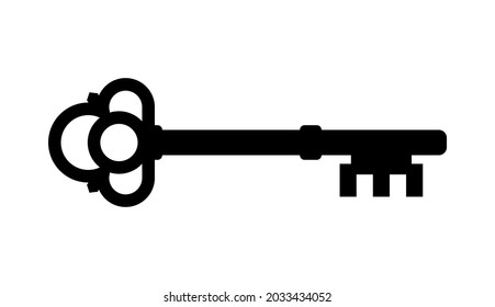 Old key vector house icon logo. Old key silhouette antique lock illustration