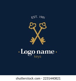 Das alte Schlüssellogo für Vektorgrafik-Symbol. Alte Silhouette antike Schlossgrafik.