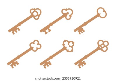 Old key vector house icon logo. Old key silhouette antique lock illustration