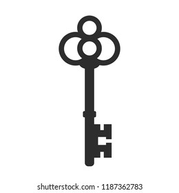 Old key vector icon illustration isolated on white background