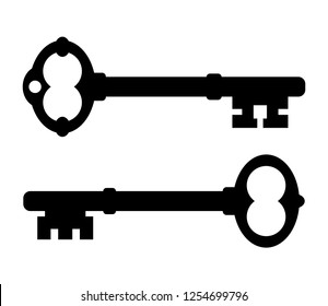 Old key vector icon illustration isolated on white background