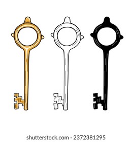 Old key vector icon illustration isolated on white background