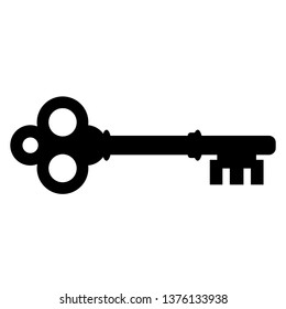 Old key vector icon isolated on white background