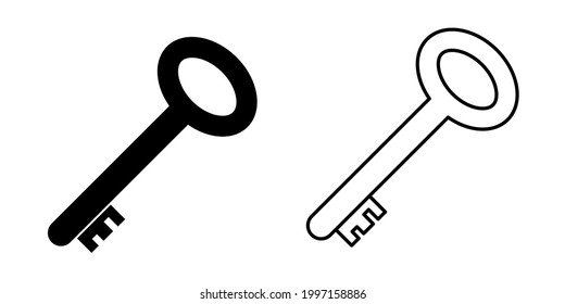 Old key vector illustration icon