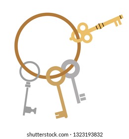old keys flat simple illustration. Lifestyle and personal activites series.