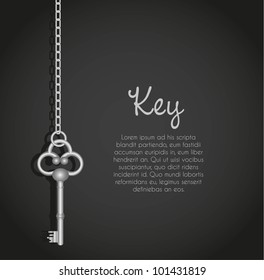 old keys with link chain black background with text