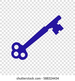 Old keys set with decorative elements in retro style. Vector. Blue icon on transparent background.