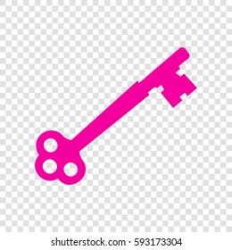 Old keys set with decorative elements in retro style. Vector. Magenta icon on transparent background.