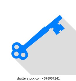 Old keys set with decorative elements in retro style. Vector. Azure icon with flat style shadow path on white background.