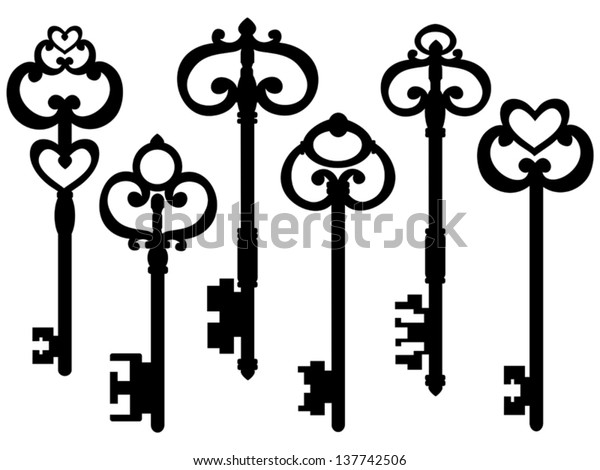 Old Keys Silhouettes Set Vector Version Stock Vector (Royalty Free ...