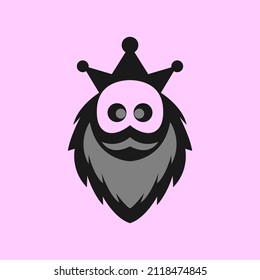 old king face icon logo. simple flat design vector illustration.