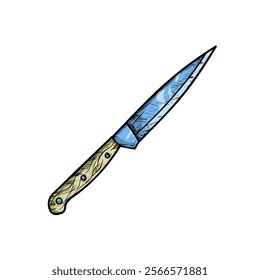  Old kitchen knife - vector illustration