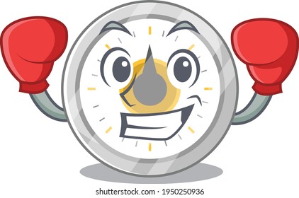 Old kitchen timer Caricature character design as a champion of boxing competition. Vector illustration