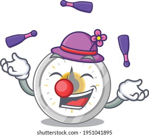 A old kitchen timer cartoon design style love playing juggling. Vector illustration