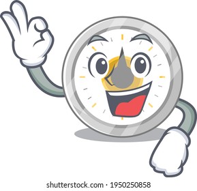 Viejo cronómetro de cocina, diseño de mascota de dibujos animados con poses de dedo de Vale. Ilustración del vector