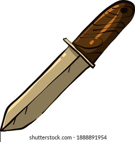 Cuchillo antiguo, ilustración, vector sobre fondo blanco