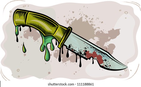 Old knife on grunge background. Vector illustration