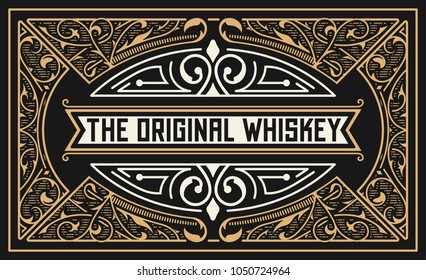 Old  label design for Whiskey and Wine label, Restaurant banner, Beer label. Vector illustration