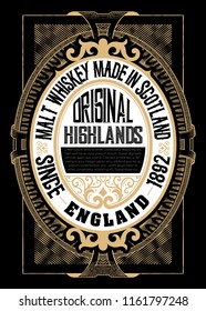 Diseño de etiquetas antiguas para la etiqueta Whiskey y Wine, banner de restaurante, etiqueta de cerveza.