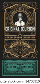 Old  label design for Whiskey and Wine label, Restaurant banner, Beer label. Vector illustration