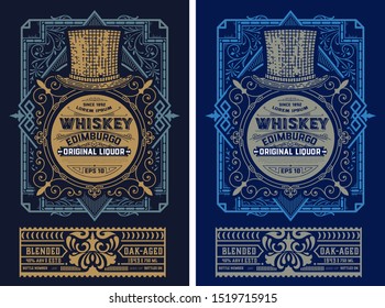 Old  label design for Whiskey and Wine label, Restaurant banner, Beer label. Vector illustration