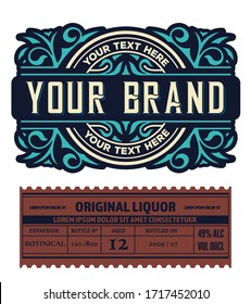 Old label design for Whiskey and Wine label, Restaurant banner, Beer label.