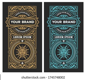 Old  label design for Whiskey and Wine label, Restaurant banner, Beer label. Vector illustration