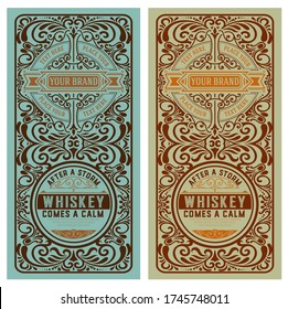 Old  label design for Whiskey and Wine label, Restaurant banner, Beer label. Vector illustration