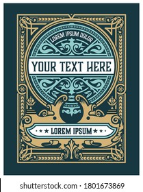 Old  label design for Whiskey and Wine label, Restaurant banner, Beer label. Vector illustration