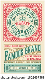Old  label design for Whiskey and Wine label, Restaurant banner, Beer label. Vector illustration