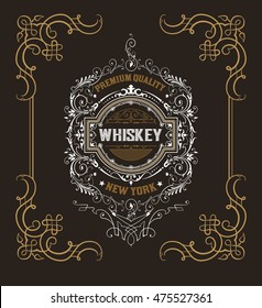 Old  label design for Whiskey and Wine label, Restaurant banner, Beer label. 