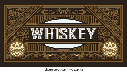 Altes Label Design für Whiskey und Wein, Restaurant Banner, Bieretikett. 