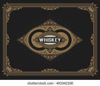 Old  label design for Whiskey and Wine label, Restaurant banner, Beer label. 