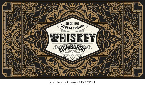 Old  label design for Whiskey and Wine label, Restaurant banner, Beer label.