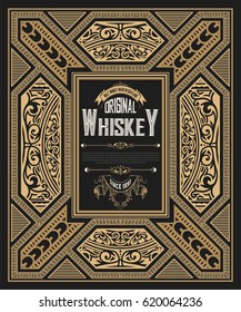 Old  label design for Whiskey and Wine label, Restaurant banner, Beer label. Vector illustration