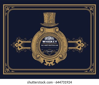 Old  label design for Whiskey and Wine label, Restaurant banner, Beer label.