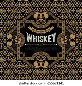 Diseño de etiquetas antiguas para la etiqueta Whiskey y Wine, banner de restaurante, etiqueta de cerveza.