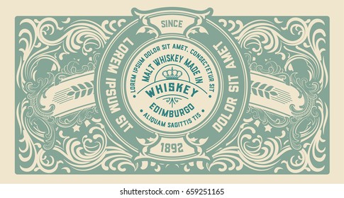 Old  label design for Whiskey and Wine label, Restaurant banner, Beer label