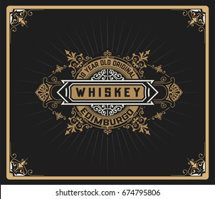 Old  label design for Whiskey and Wine label, Restaurant banner, Beer label.