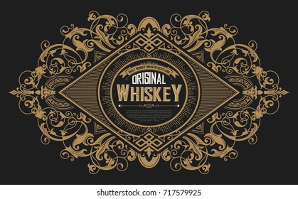 Old  label design for Whiskey and Wine label, Restaurant banner, Beer label. Vector illustration