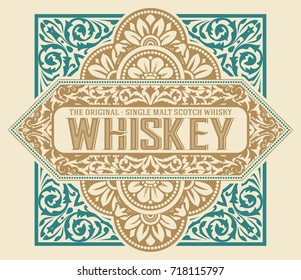 Diseño de etiquetas antiguas para la etiqueta Whiskey y Wine, banner de restaurante, etiqueta de cerveza.