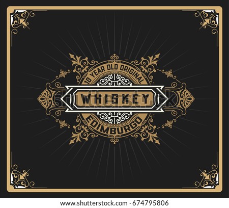 Old  label design for Whiskey and Wine label, Restaurant banner, Beer label.