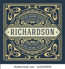 Old label with floral details. Elements by layers.