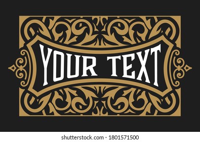 Old label with floral details. Elements by layers.