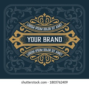 Old label with floral details. Elements by layers.